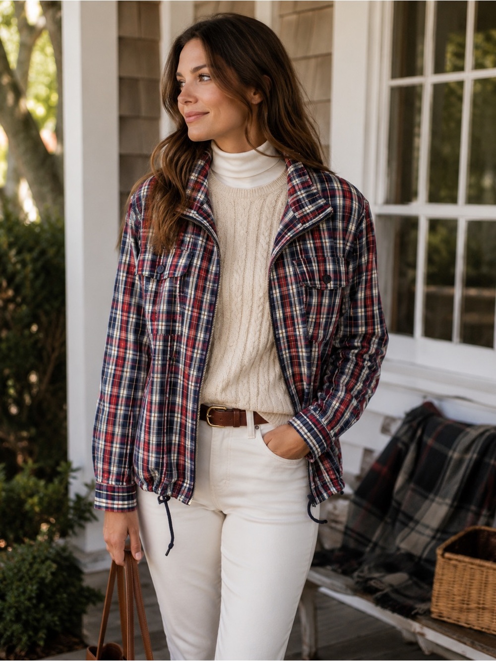 Tabi International Plaid Jacket | Size 12 | Lightweight Cotton Blend
